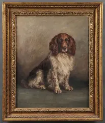 Florence Jay, Seated Spaniel, Oil on canvas
