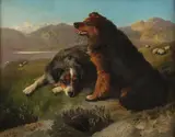 George William Horlor, Highland Collies-, Oil on canvas