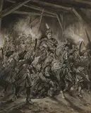 A Triumphant Polish King- by Juliusz Fotunat Kossak, Pen & ink heightened with white, sold Jun 2020