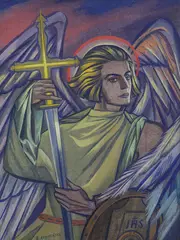 Zofia Stryjeńska, A Guardian Angel-, Oil on artist board