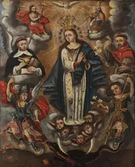 Spanish Colonial School, The Immaculate Conception with Saints, Oil on canvas