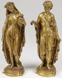 Eugène-Antoine Aizelin, A Pair of Mythological Figures, Gilt bronze