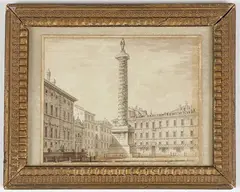Antonio Aquaroni, Marcus Aurelius Column, Rome, Pen and ink
