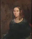 Portrait of Woman with Sausage Curls- by American School, Oil on canvas, sold Jun 2020