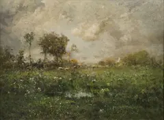 George Inness, Jr., A Summer Day-, Oil on board