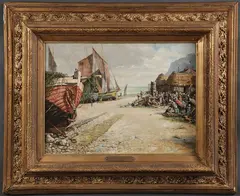 Walter Francis Brown, La Plage Etretat-, Oil on canvas