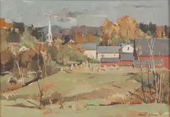 Autumn-Norwich - by Paul Sample, Oil on artist canvas board, sold Jun 2020