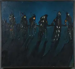 Earl Biss, Nocturnal Dance Scene, Oil on canvas