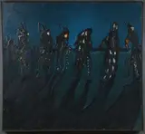 Earl Biss, Nocturnal Dance Scene, Oil on canvas