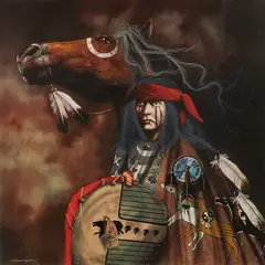 J D Challenger, War Ponies, Color serigraph on paper