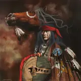 J D Challenger, War Ponies, Color serigraph on paper