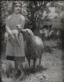 Charles Melville Dewey, The Young Shepherdess, Oil on board in grisaille