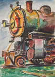 Arnold Pyle, Train Locomotive, Watercolor