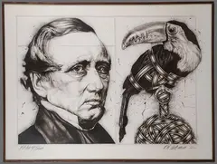 Ralph N. Woehrman, J.P. Usher with Toucan-, India ink and brush