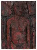 Philippe Cognée, Untitled-, Carved and polychrome wood relief