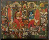 Harish Raut, Rang Panchami Festival-, Oil on canvas