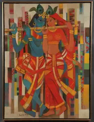 Harish Raut, A pair of festive paintings, Oil on canvas