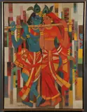 Harish Raut, A pair of festive paintings, Oil on canvas