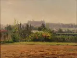 Charles Francis Browne, Landscape with Chateau D'Ecouen-, Oil on artist board