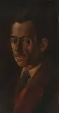 American School, Portrait of a Man -, Oil on oak panel