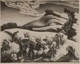 Cradling Wheat by Thomas Hart Benton, Lithograph, sold Nov 2019