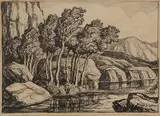 Whispering Aspens by Birger Sandzén, Lithograph on paper, sold Nov 2019