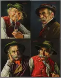 Inge Wolfle, Four Tyrolian Portraits, Each oil on board