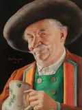 Otto Eichinger, A Good Brew, Oil on board