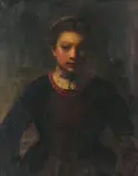 Rembrandt van Rijn, Young Girl at an Open Half Door, Oil on canvas
