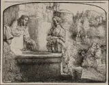 Christ and the Woman of Samaria - by Rembrandt Harmensz van Rijn, Etching on laid paper, sold Nov 2019