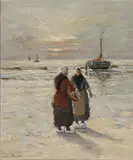 Gerhard Morgenstjerne Munthe, Along the Shore at Dusk-, Oil on canvas