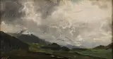 Carl Frederik Aagaard, Expansive Landscape with Approaching Storm, Oil on canvas