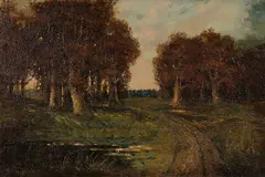 Ralph Davison Miller, Twilight Landscape-, Oil on canvas board