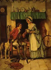 An Interior American Colonial Scene by Edward Percy Moran, Oil on canvas, sold Nov 2019