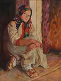 Nikolay Bogdanov-Belsky, Peasant Girl with Birch Bark Shoes, Oil on canvas