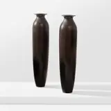 Jean Dunand, Pair of monumental vases, circa 1913, Patinated maillechort , brass