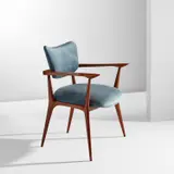 Ico Parisi, Rare "poltroncina da the’" armchair, variant of model no. 1947.3, circa 1958, Walnut, velvet upholstery