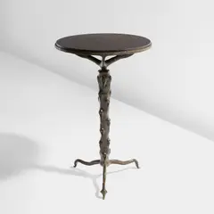Laurence Montano, "Massue" guéridon, 1997, Patinated bronze, stained oak