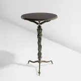 Laurence Montano, "Massue" guéridon, 1997, Patinated bronze, stained oak