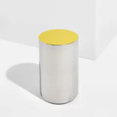 "G.V." side table by Martin Szekely, 2004, Stainless steel, lacquered stainless steel, sold Dec 2023