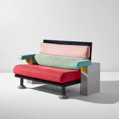 Michele de Lucchi, "Lido" sofa, designed 1982, Plastic laminate-covered wood, painted wood, painted metal, fabric upholstery