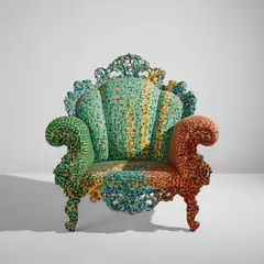 Alessandro Mendini, "Poltrona di Proust" armchair, designed 1978, produced circa 1986, Painted wood, painted fabric upholstery