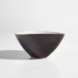 Lucie Rie, Bowl, circa 1965, Stoneware, pure manganese glaze exterior and white glaze with integrated manganese speckle interior