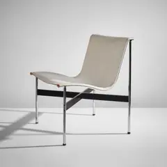 Side chair, model no. 1-LC by Ross Littell and Douglas Kelley William Katavolos, circa 1953, Chromium-plated steel, painted steel, leather, plastic, sold Feb 2022