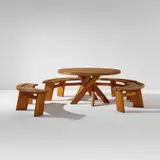 Pierre Chapo, Table, model no. T21 D, and four benches, model no. S38