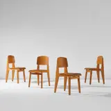Jean Prouvé, Set of four "Tout bois” chairs