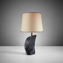 Alexandre Noll, Table lamp, 1950s, Ebony, paper shade