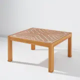 Jacques Adnet and Jacques Lenoble, Coffee table, circa 1945, Oak, glazed ceramic tiles