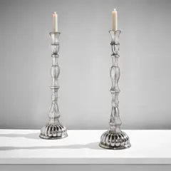 Joseph Urban, Pair of monumental candle holders, from the Mary and Joseph Urban residence, Yonkers, circa 1920, Silver-plated metal