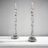 Joseph Urban, Pair of monumental candle holders, from the Mary and Joseph Urban residence, Yonkers, circa 1920, Silver-plated metal
